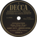 Danny Kaye and the Andrews Sisters with Vic Schoen and His Orchestra - Civilization (Bongo, Bongo, Bongo).png